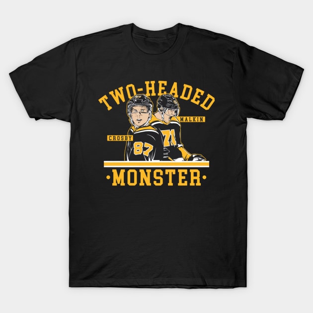 Sidney Crosby & Evgeni Malkin Two-Headed Monster T-Shirt by stevenmsparks